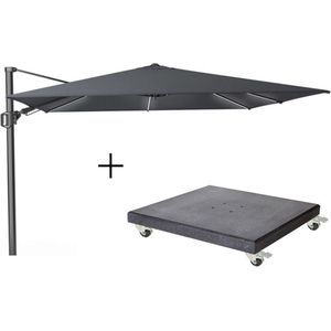 Platinum Challenger T² zweefparasol Glow 300x300cm antraciet  Premium Modena parasolvoet 90kg