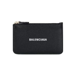Balenciaga Gehamerde Leren Creditcard Portemonnee , Black , Dames , Maat: ONE Size