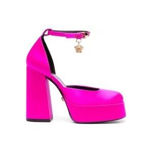 Versace, Schoenen, Dames, Roze, 36 EU, Satijn, Elegant Platform Pumps
