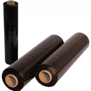 Wikkelfolie / rekfolie / stretchfolie 50cm x 300m - 20my - zwart - 100% recyclebaar - handmatig gebruik – prijs voor 3 rollen