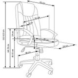 RINO - bureaustoel - stof - 61x112-122x63 cm - grijs