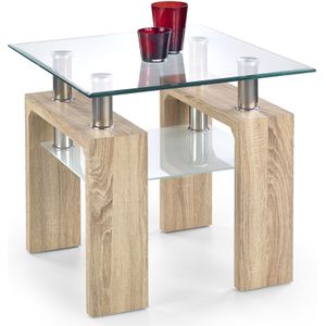 DIANA - salontafel - glas - hout - 60x55x60 cm -