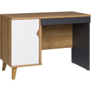 Bureau - Lade - Planken - Wit - Grafiet - gouden eik - 110 cm