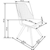 Eetkamerstoel - eco leer - 53x87x48 cm - wit