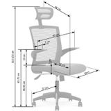 VALOR - bureaustoel - stof - gaas - grijs - 64x115-125x62 cm