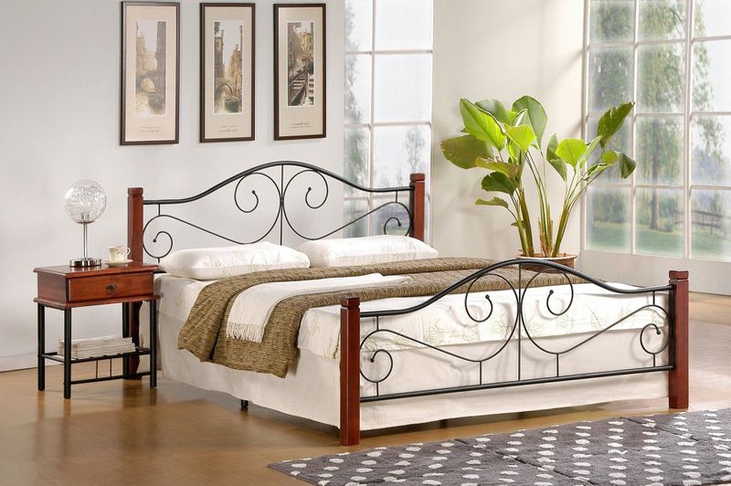 VIOLETTA - tweepersoonsbed - 205x144x96 cm - kers zwart