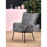 CASTEL - fauteuil - stof - 71x97x79 cm - grijs zwart