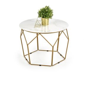 MADISON - salontafel - glas - rond - marmer/goud - 60x45x60cm