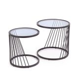 ANTILLA - salontafel - twee delen - glas - rond - zwart