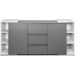 Dressoir - Ladekast - Planken - Laden - 195 cm - antraciet/lichtgrijs + antraciet