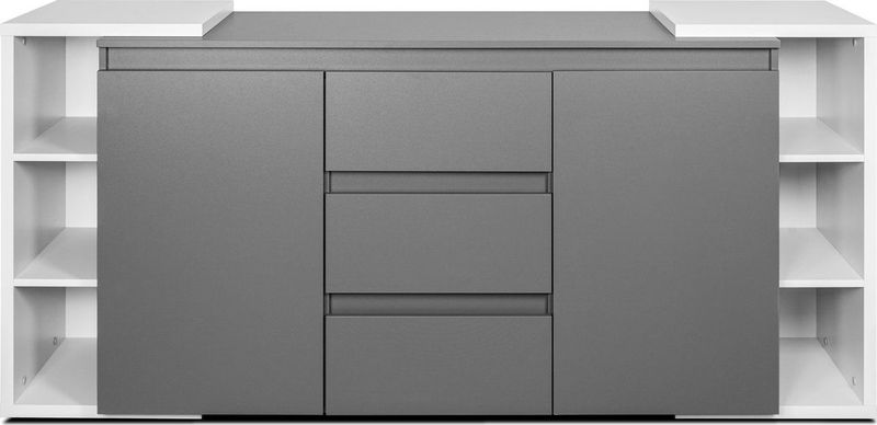 Dressoir - Ladekast - Planken - Laden - 195 cm - antraciet/lichtgrijs + antraciet