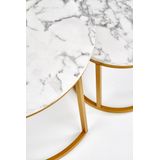 PAOLA - salontafel rond - set van 2 - marmer, goud