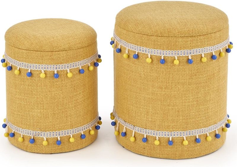 GRADO - poefs - set van twee - opbergruimte - geel