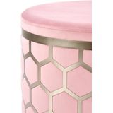 AQUA - poef - glamour - fluwelen stof - 36x44x36 cm - roze