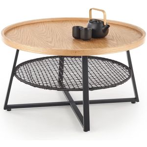FLORENCE - salontafel - kunststof rotan - 80x45x80 cm - zwart
