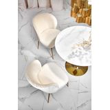 CASEMIRO - eettafel - glas - rond - 90x90x75 cm - marmer wit