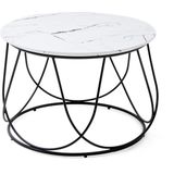 NUBIRA - salontafel - MDF hout - 60x41x60cm - wit marmer/zwart