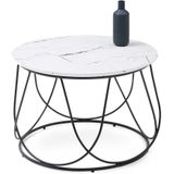 NUBIRA - salontafel - MDF hout - 60x41x60cm - wit marmer/zwart