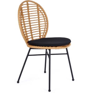 Rotan - stoel - synthetisch rotan - 48x90x57 cm -  zwart