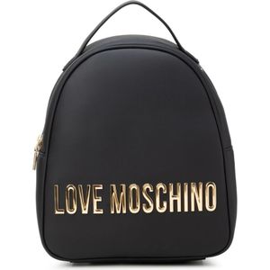 Love Moschino, Tassen, Dames, Zwart, ONE Size, Zwarte rugzak met metalen logo