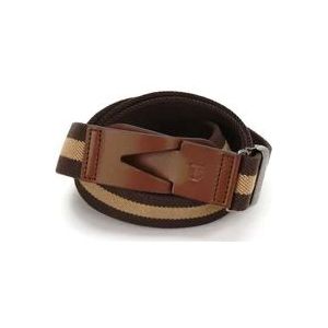 Tod's Verstelbare canvas Riem met prachtige leren gesp , Brown , Heren , Maat: 120 CM