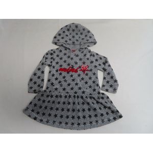 Jurk - Meisje - Grijst - Sterren all over - Met kap - 12 maand 80