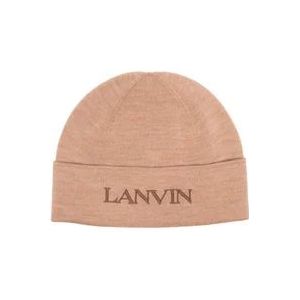 Lanvin Logo-geborduurde wollen beanie , Brown , Dames , Maat: ONE Size