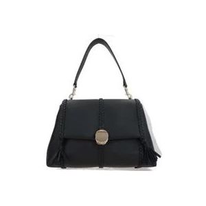 Chloé Zwarte leren schoudertas met gouden hardware , Black , Dames , Maat: ONE Size