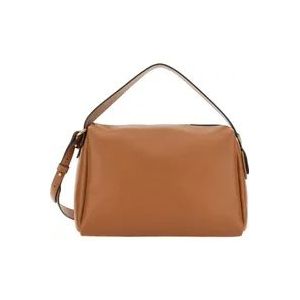 Hogan Bruine Leren Tote Tas , Brown , Dames , Maat: ONE Size