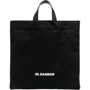 Jil Sander, Tassen, Heren, Zwart, ONE Size, Logo-print Tote Bag voor Heren
