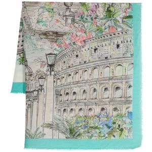 Faliero Sarti, Accessoires, Dames, Groen, ONE Size, Grafisch Print Vierkante Sjaal