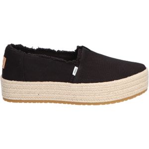 Toms - Valencia - Espadrille - Zwart - Plateau Ruffle - 4 cm Hoog