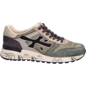 Premiata - Mick Men 6870 - Lage Sneaker - Groen - Hoogwaardig Nylon en Leer