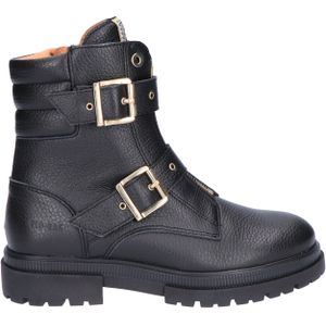 Red-Rag - 11266 - Biker Boot - Zwart - Leren Meidenlaars met Decoratieve Frontzip