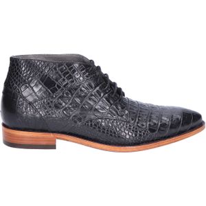 Rehab Footwear - Barry Croco - Hoge Veterschoen - Zwart - Premium Leer