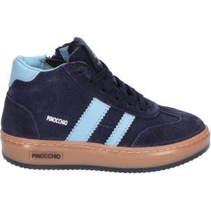 P1253 - Hoge Sneaker - Blauw - Suede met Leren Zijstrepen