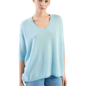 Les Tricots de Lea - Martinetti - Trui - Baby Blue - 100% Kasjmier - V-hals