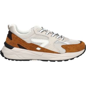 HUB Footwear - Grid - Lage Sneaker - Light Bone Cognac