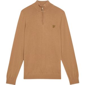 Lyle and Scott - Tonal Merino Zip - Trui - Bruin - 1/4 Rits