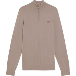 Lyle and Scott - Tonal Merino Zip - Trui - Grijs - 1/4 Rits