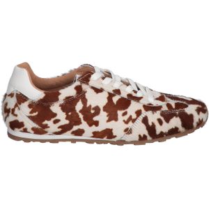DWRS - Sava - Lage Sneaker - Cognac - Wit - Pony Hair - Koeienprint
