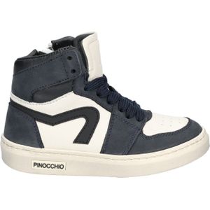 Pinocchio - P1665 - Hoge Sneaker - Blauw Wit - Leer