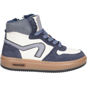 Pinocchio - P1803 - Hoge Sneaker - Blauw - Nubuck en Suede