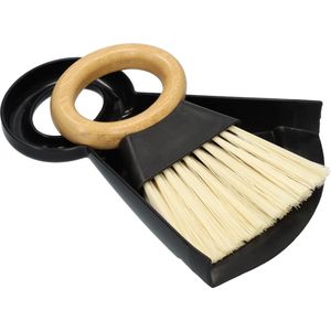 Mini Stoffer en Blik - Bamboe - Zwart - Handige stoffer & blik set voor het opvegen en opruimen van kleine ongelukjes en stof in huis.