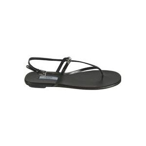 Prada, Klassieke zwarte platte sandalen Zwart, Dames, Maat:38 EU