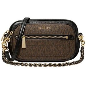 Michael Kors, Tassen, Dames, Bruin, ONE Size, Leer, Jet Set 4 in 1 Leren Schoudertas met Logo