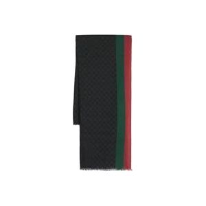 Gucci Zwarte Wollen Sjaal met Interlocking-G Logo , Black , Heren , Maat: ONE Size