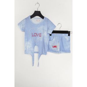 Licht bauw kleding setje voor kinderen - parels - love - 8 jaar/ 126 cm