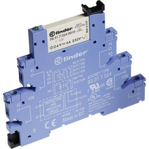 Finder 38.61.7.024.5050 Relaismodule Nominale spanning: 24 V/DC Schakelstroom (max.): 6 A 1x wisselcontact 1 stuk(s)