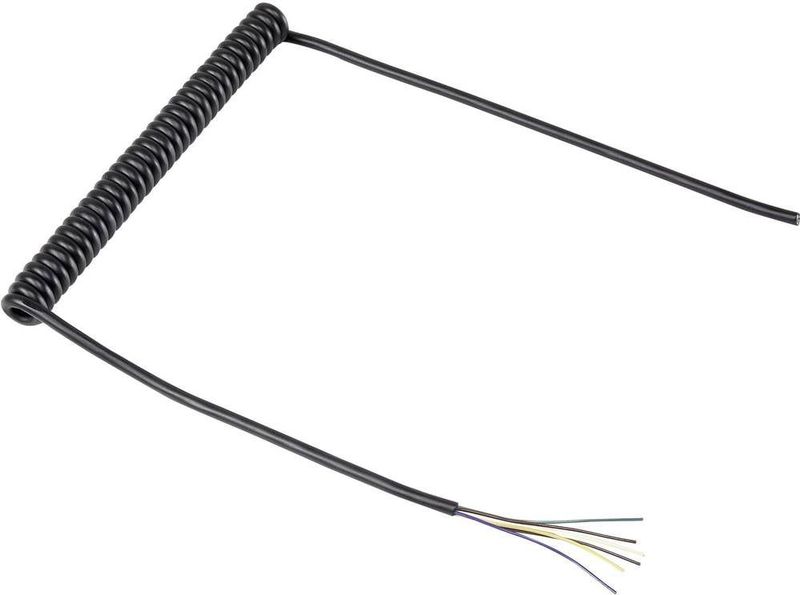 Tru Components - 1571516 Spiralkabel 204 mm / 600 mm 6 x 0.12 mm² Schwarz 1 St.